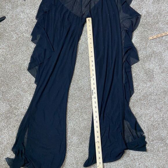 Pant's wide leg side ruffle semi sheer black dance costume COS Play dress up MD - Picture 6 of 9